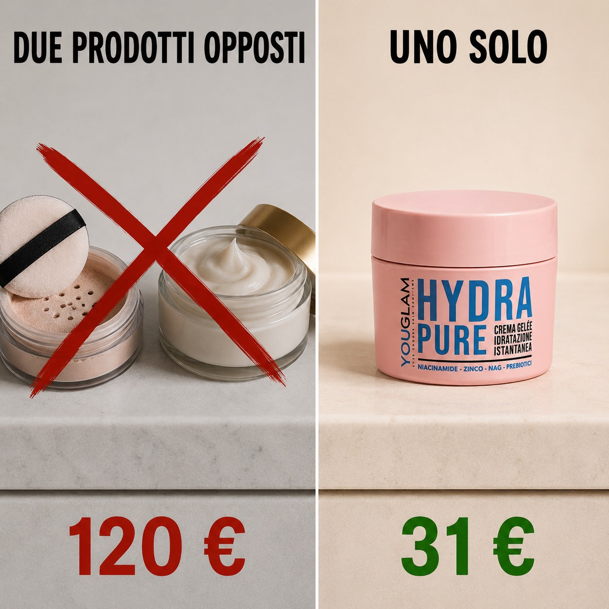 Confronto: due prodotti opposti a 120 euro contro un solo gel a 31 euro